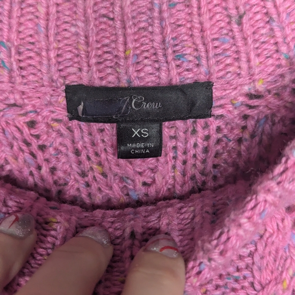 J.Crew Pink Tweed Cable Knit Sweater XS Women’s Textured Crewneck Pullover - Picture 6 of 12